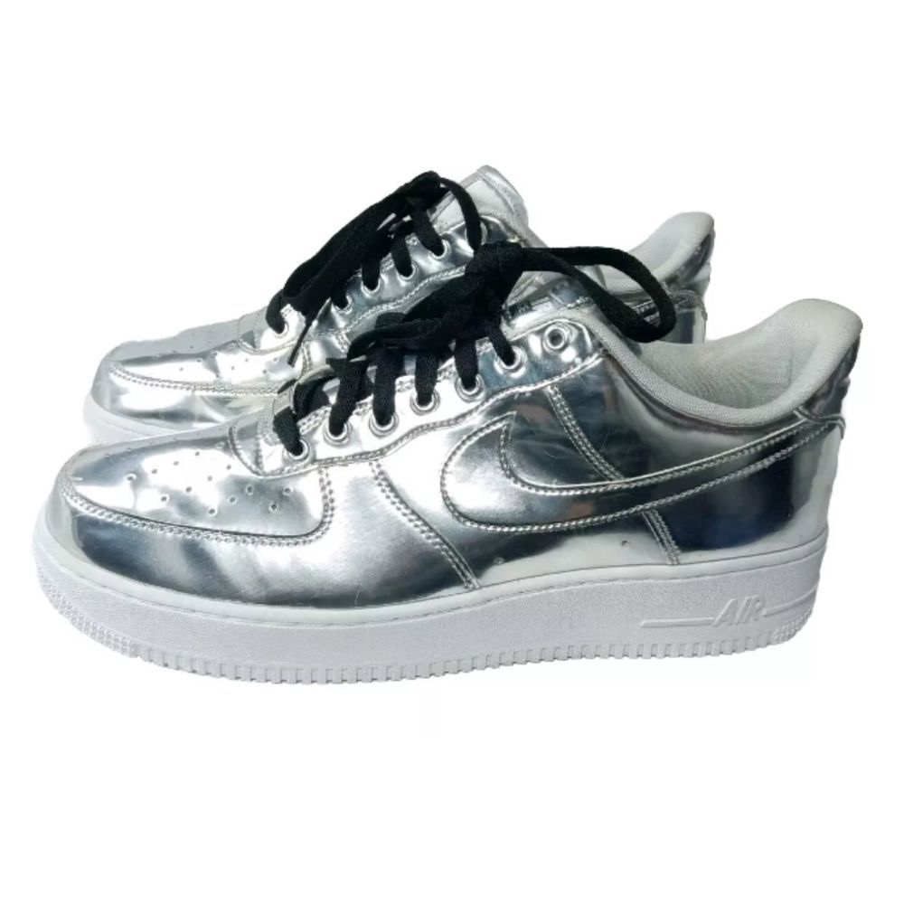 Nike Air Force 1 Low Metallic Chrome Womens Size 13.5 Shoes CQ6566-001 Silver - Picture 2 of 14